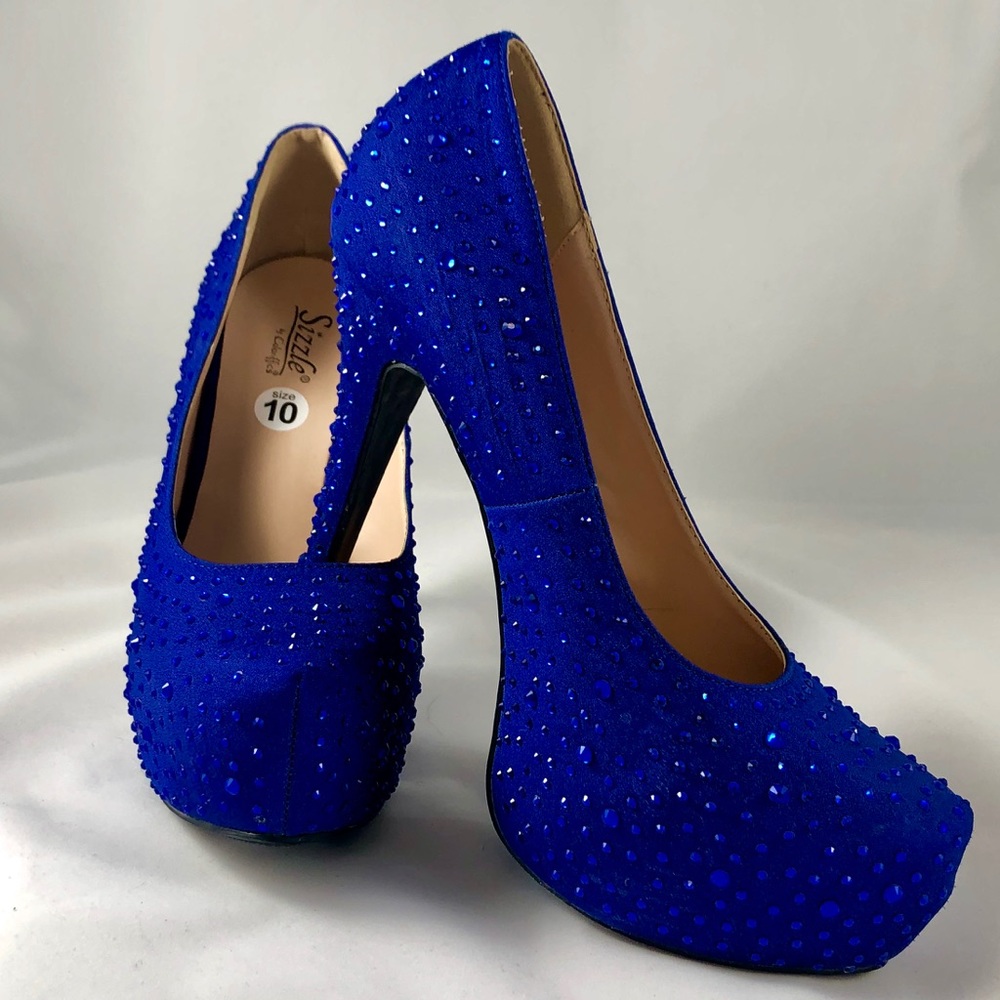 Royal blue heels by SIZZLE w/tiny rhinestones
